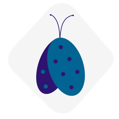 Junior Developer Group Logo | A butterfly with a blue and a purple wing